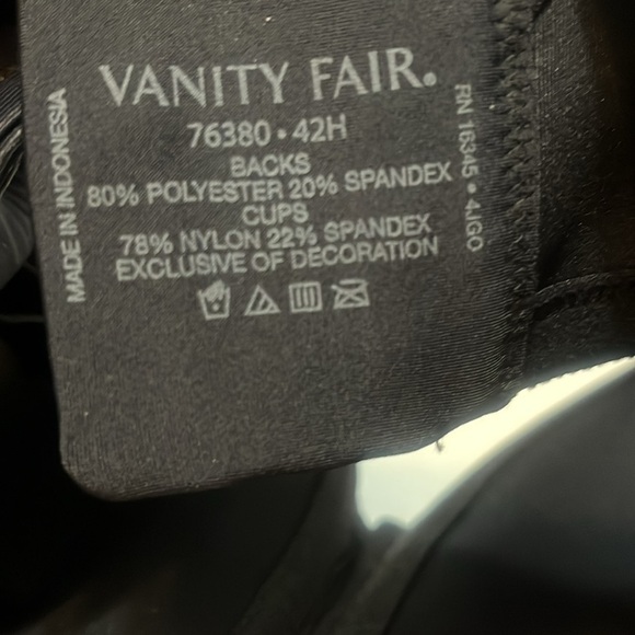 NWT Vanity Fair Full Figure Sz 42H Beauty Back Women's Black Full Coverage Bra - Picture 10 of 10